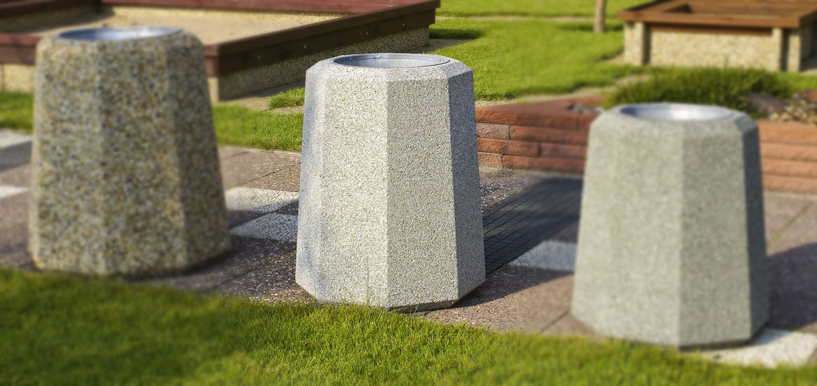Ośmiokątny kosz uliczny PRIMA o pojemności 70 ltr.