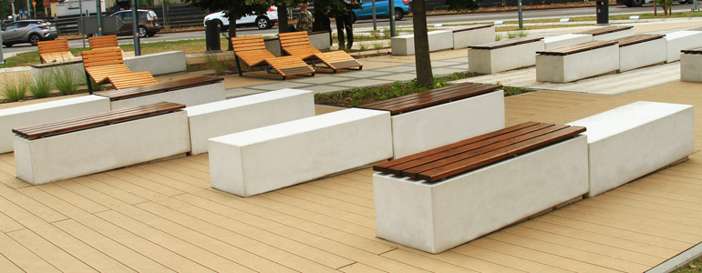 Ławki oraz siedziska RELAX deco w oferce producenta małej architektury betonowej firmy STYL-BET. 